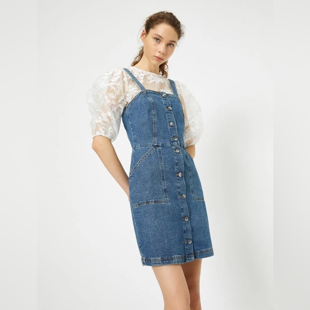 Blue Denim Button-Front Dress